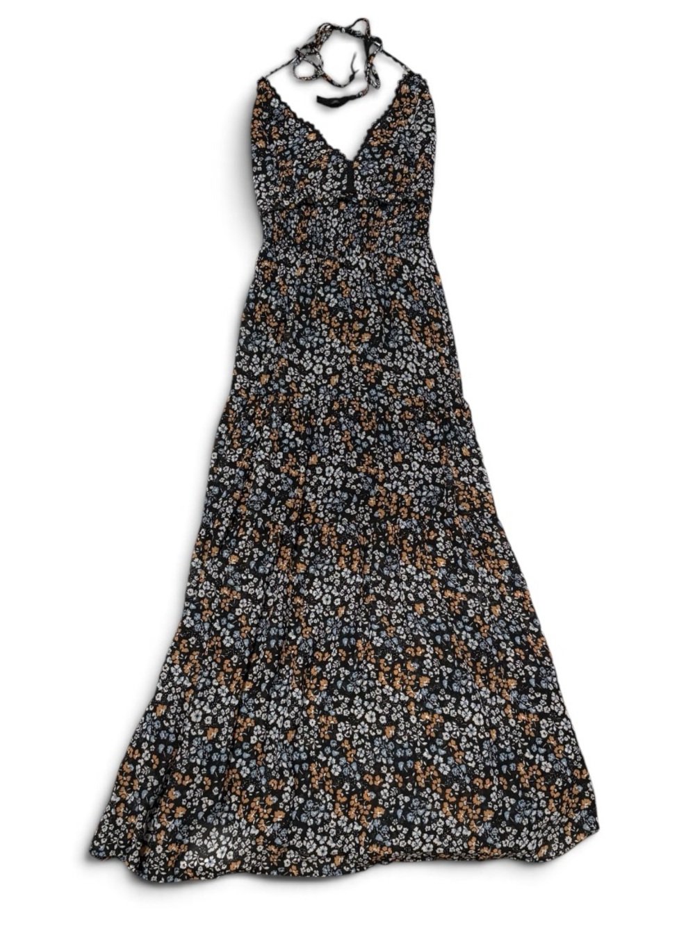 BaeVely Floral Halter Smocked Maxi Dress Size Small